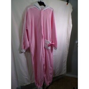 Hello Kitty Kigurumi Jumpsuit Pink Hooded Fleece Women's Large L